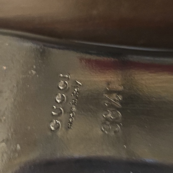 Gucci Blue/Gray Horsebit Patent Leather Flats with Gold Accents - Picture 6 of 9